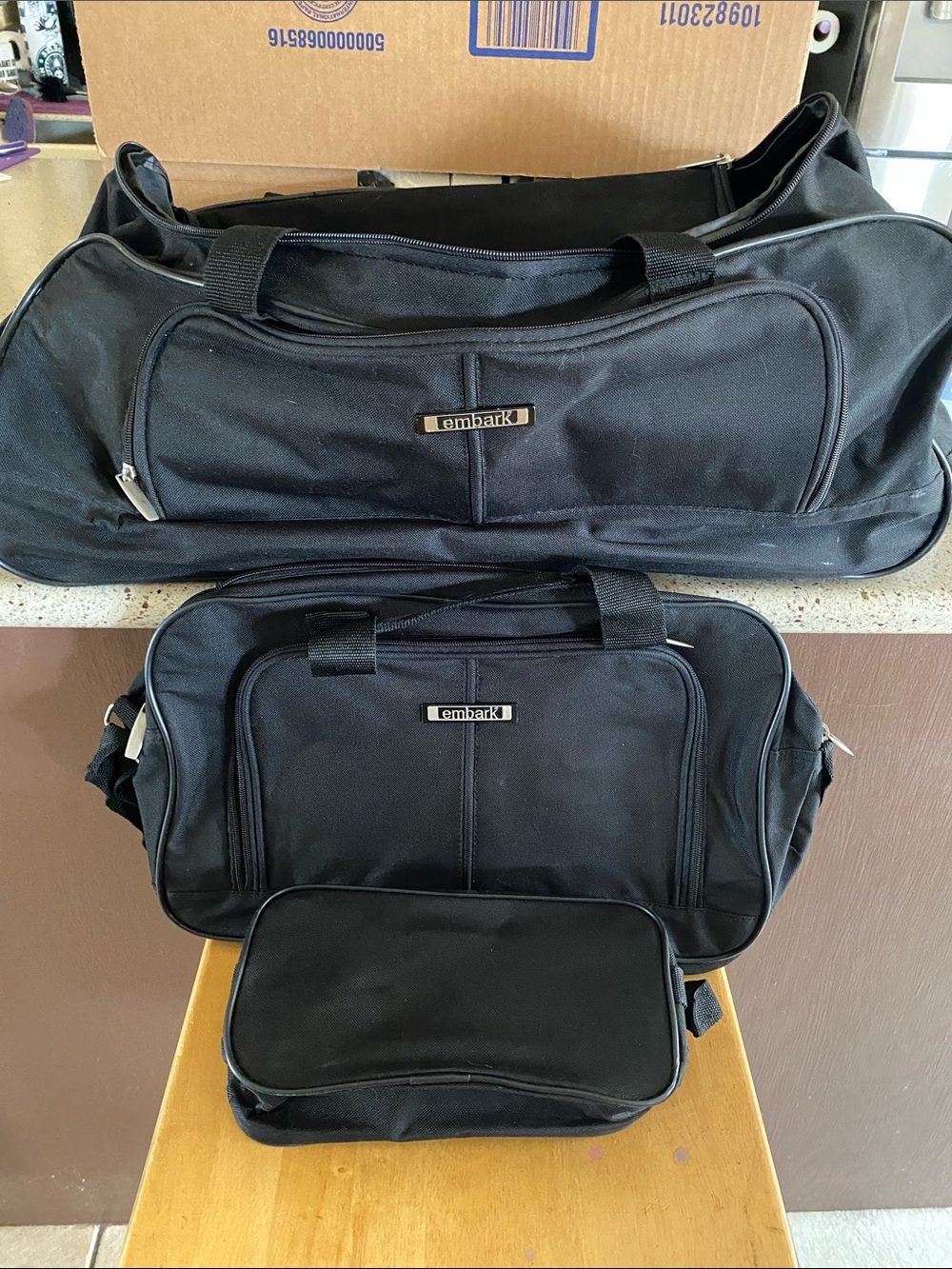 3-Piece Embark Black Travel / Gym Duffel Bag